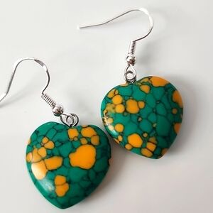 Stone Heart Earrings 925S STERLING POST
